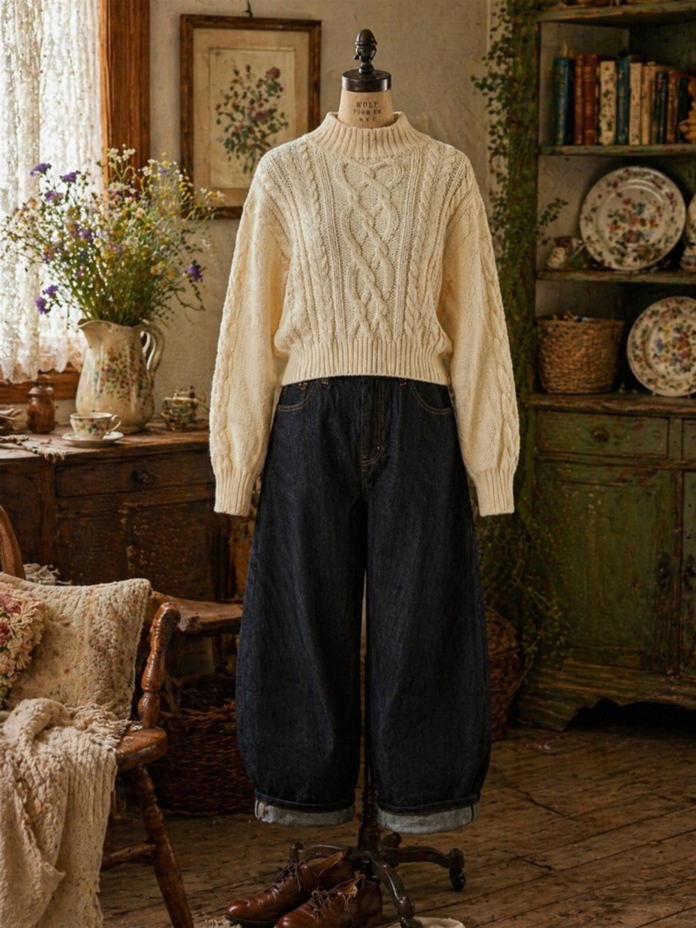 Vintage 1980s/1990s BRAVO Rare Acrylic Cable Knit Cream Pullover Sweater